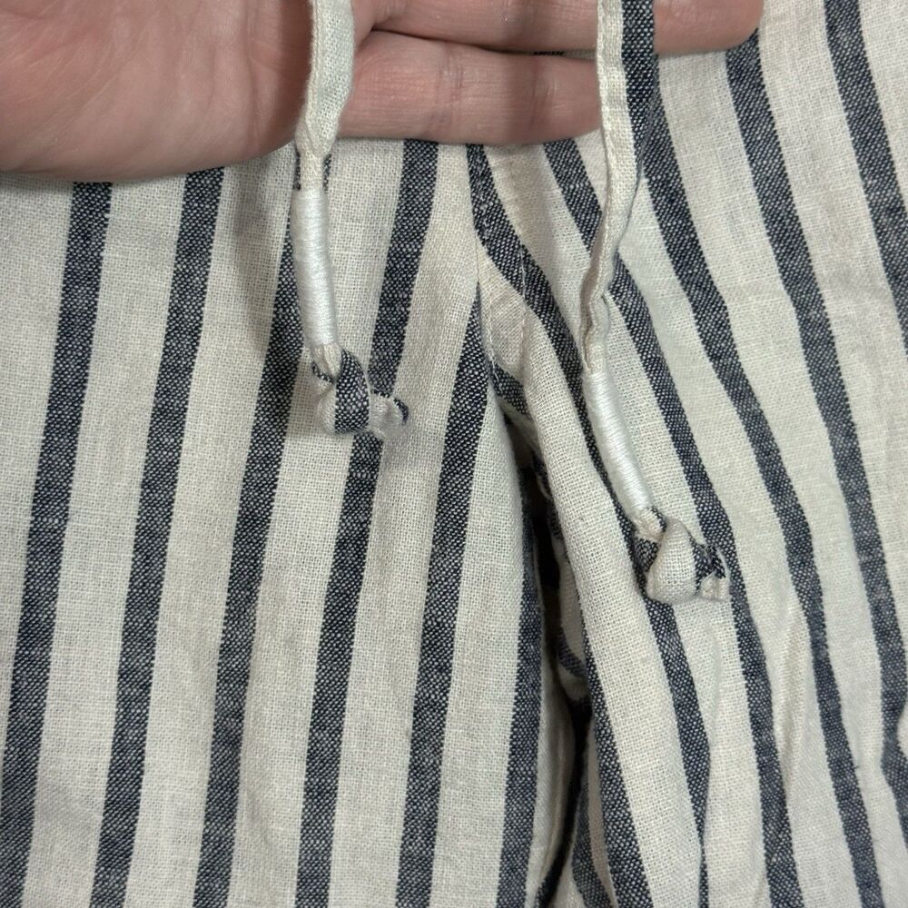J.Crew Tie Waist Seaside Cropped Navy Stripe Pull On Pants Women's Size S AY652 - Picture 7 of 11